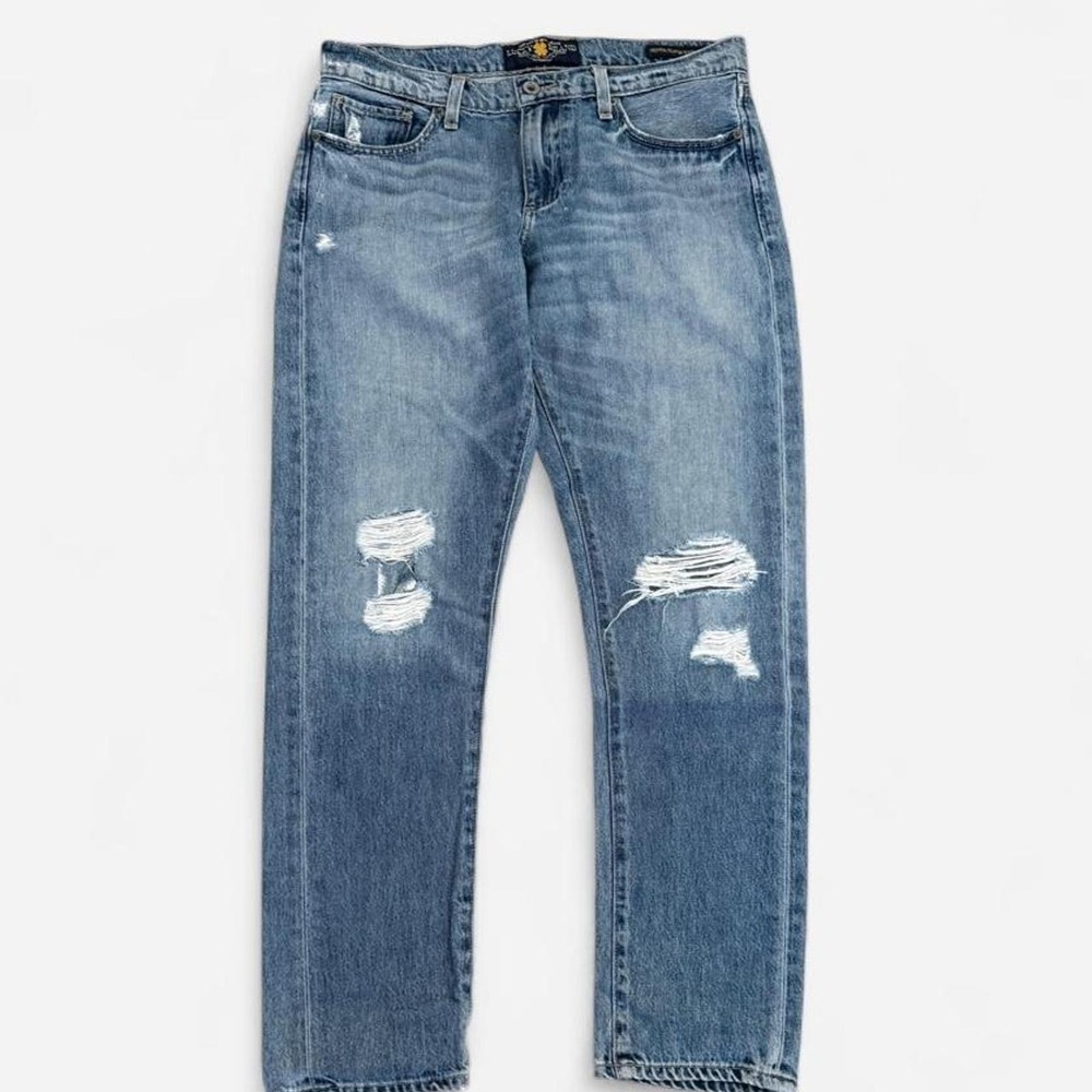 Lucky Brand Sienna Slim Boyfriend Jeans Distressed Blue Denim Size 4 27